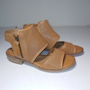 Söfft  Nadira Caramel Brown Perforated Leather Open Toe Bootie Sandals Size 8